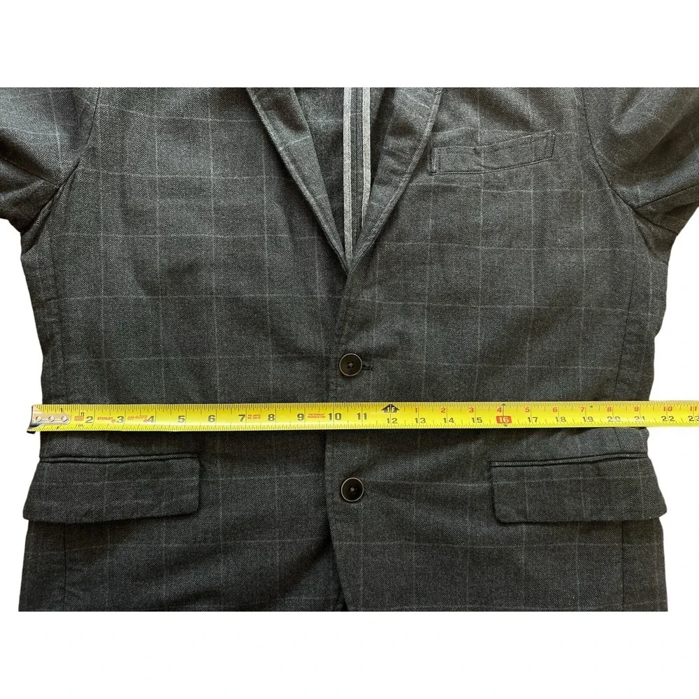 UNTUCKit Mens 44R Blazer Charcoal Gray‎ Windowpane Check 100% Cotton Sport Coat